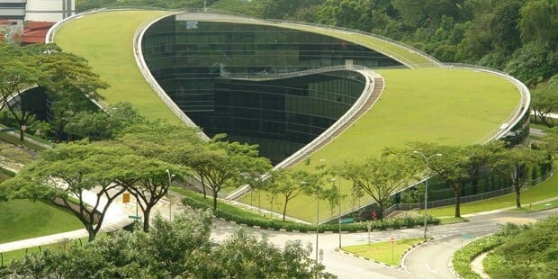 Technologicka-univerzita-Nanyana-v-Singapure-zelena-strecha